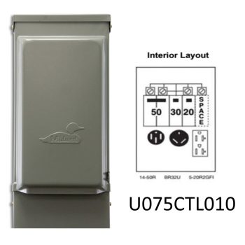 #U075CTL010 - 100AMP Outdoor RV Power Outlet w/20A GFCI, 2 Pole